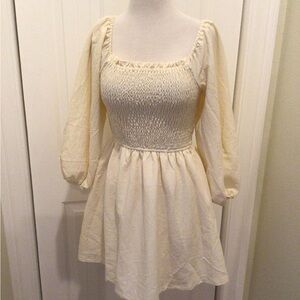 Sweet Lemons Elegant Cream Smocked Dress Size S